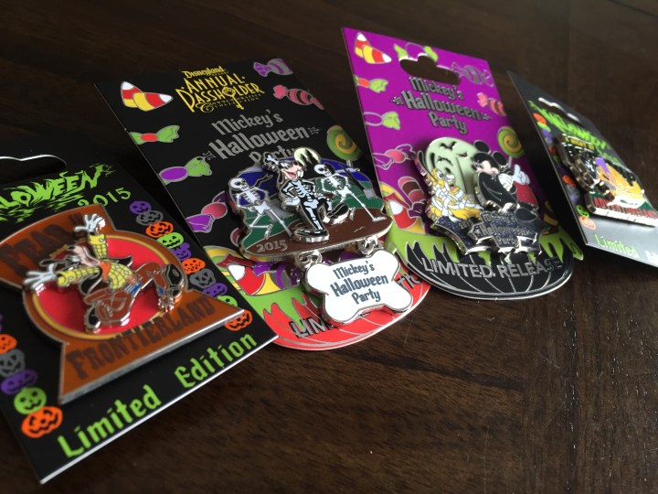 Some beautiful pins from Mickey's Halloween Party - generally, don't buy pins from a store just to trade for one. If you have an eBay app on your phone you can easily see the value of the pins you are trading for