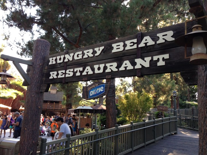 Entering the Hungry Bear Restaurant you'll see this sign