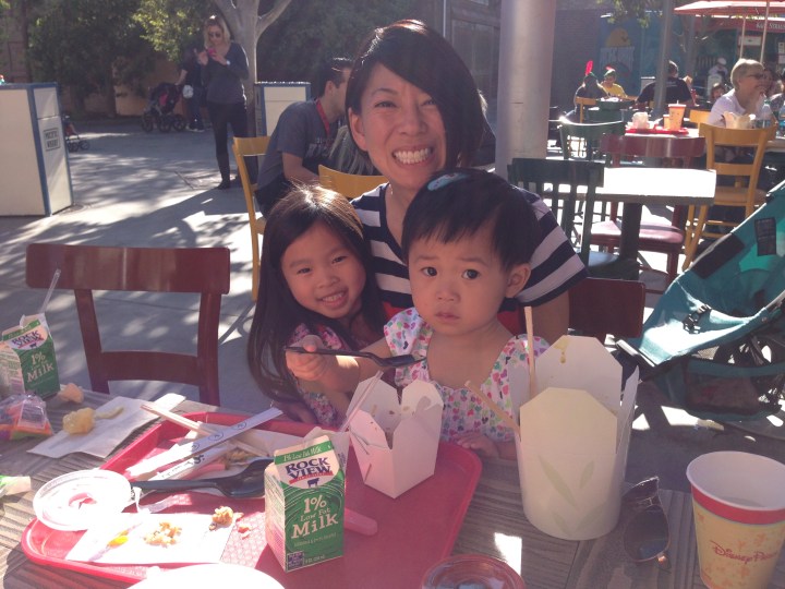 My sister and her two beautiful daughters eating at the Lucky Fortune Cookery - you can see the difference in bowl sizes.