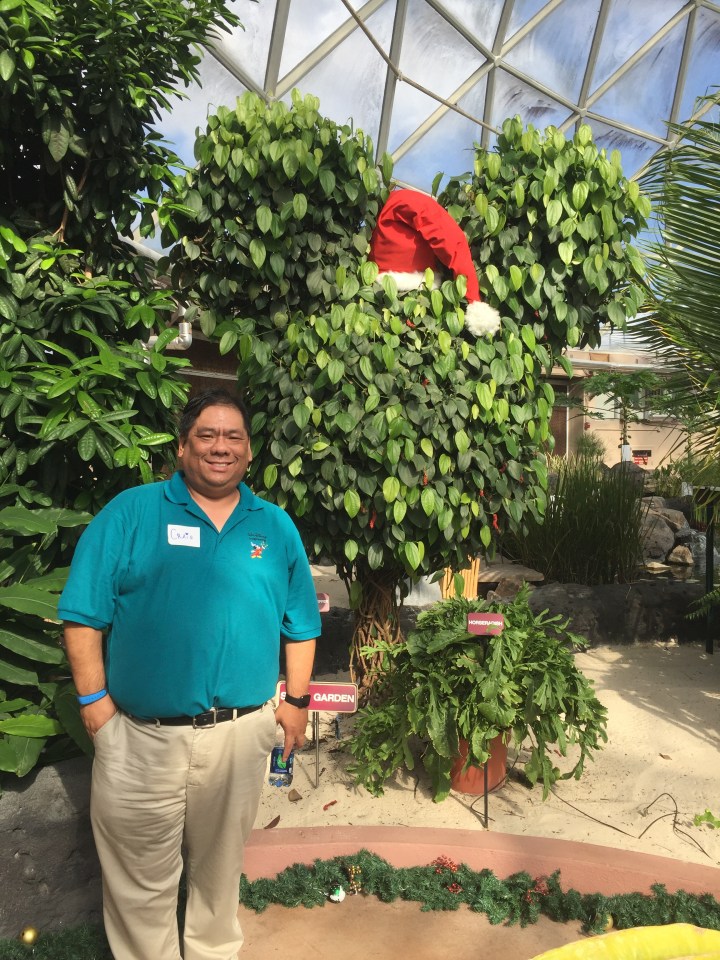 Posing with the Mickey peppercorn tree