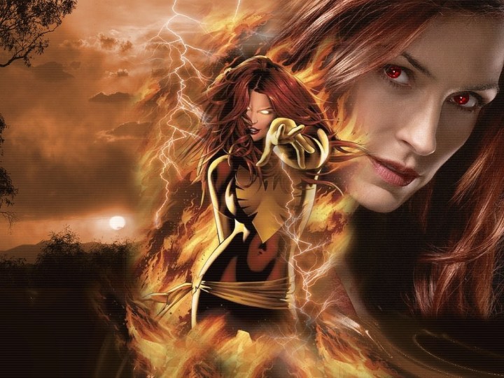 Greg Land's rendition of Dark Phoenix paired with a picture of Famke Janssen