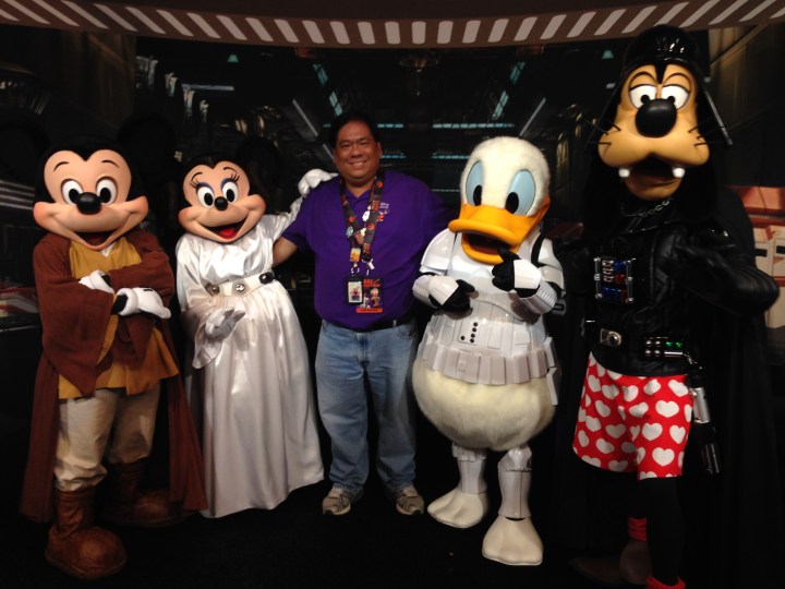 Posing for pics with the entire Star Wars Disney line-up