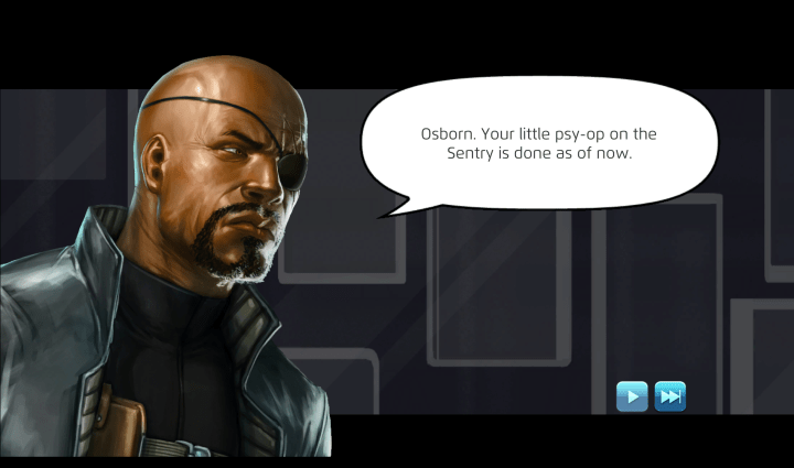Nick Fury in Story mode on the PC for Marvel Puzzle Quest