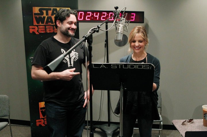 Sarah Michelle Gellar in the recording studios for Star Wars Rebels