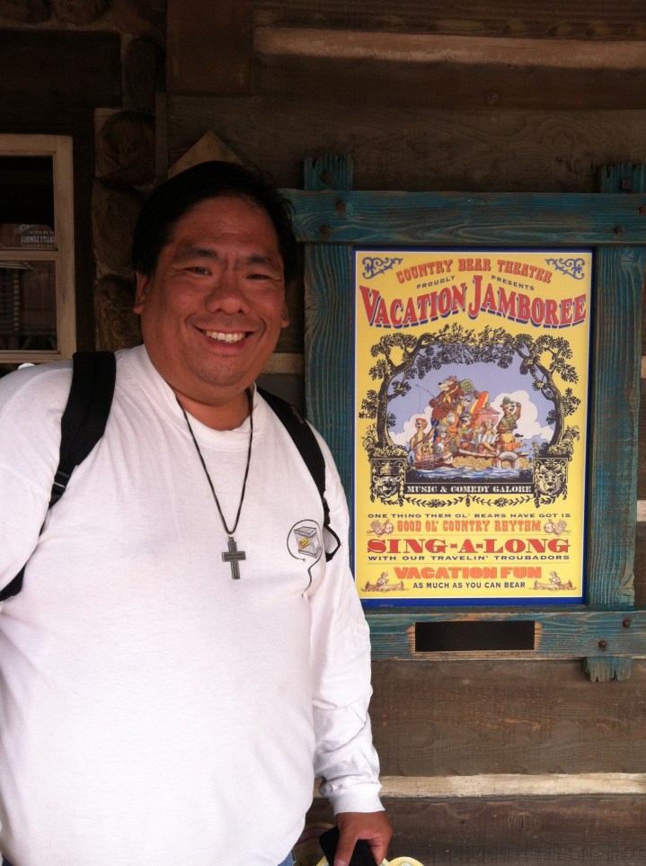 In front of the Country Bear Theater in Tokyo Disneyland