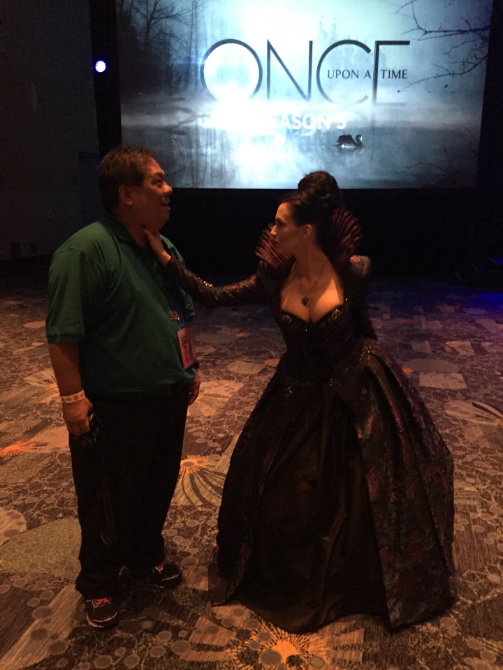 Me getting choked by the Evil Queen - just glad she didn't rip my heart out!