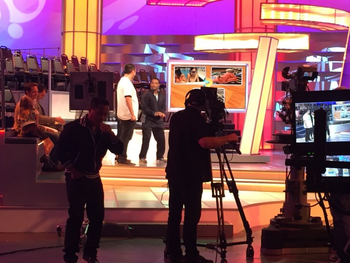 Alfonso and a couple of the interns in rehearsal for segment they would do live on the show