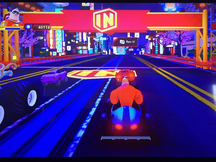 Mr. Incredible about to take a car out for a spin in San Fransokyo