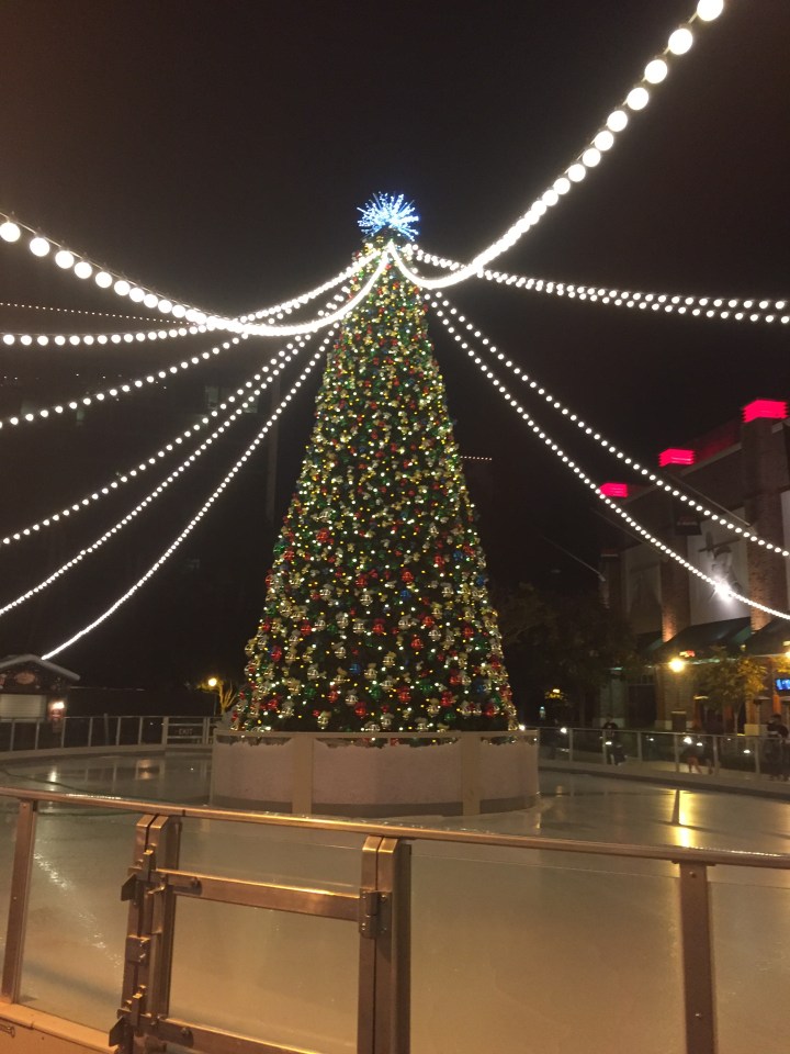 Skating rink in the middle of Winter Village at Downtown Disney