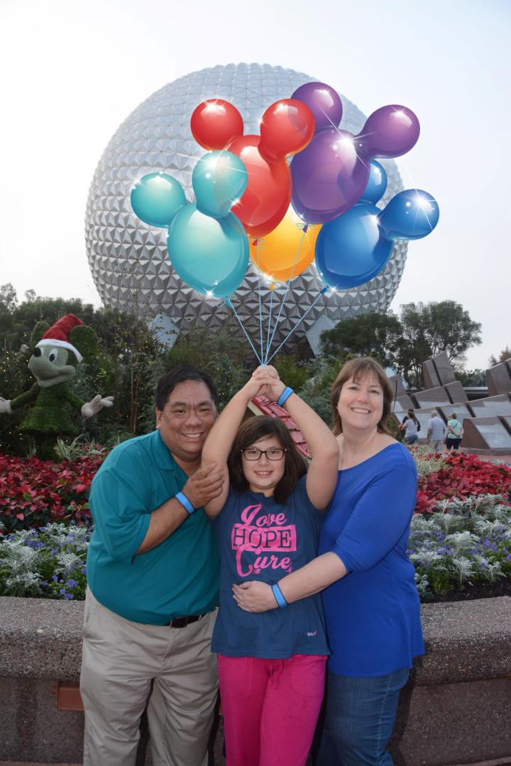 Our Disney Photo Pass picture complete with digitized balloons! So cool to immediately download and share this