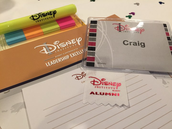 The Disney Institute certainly makes you feel welcome - and gives you all the tools you'll need to succeed right down to the paper!