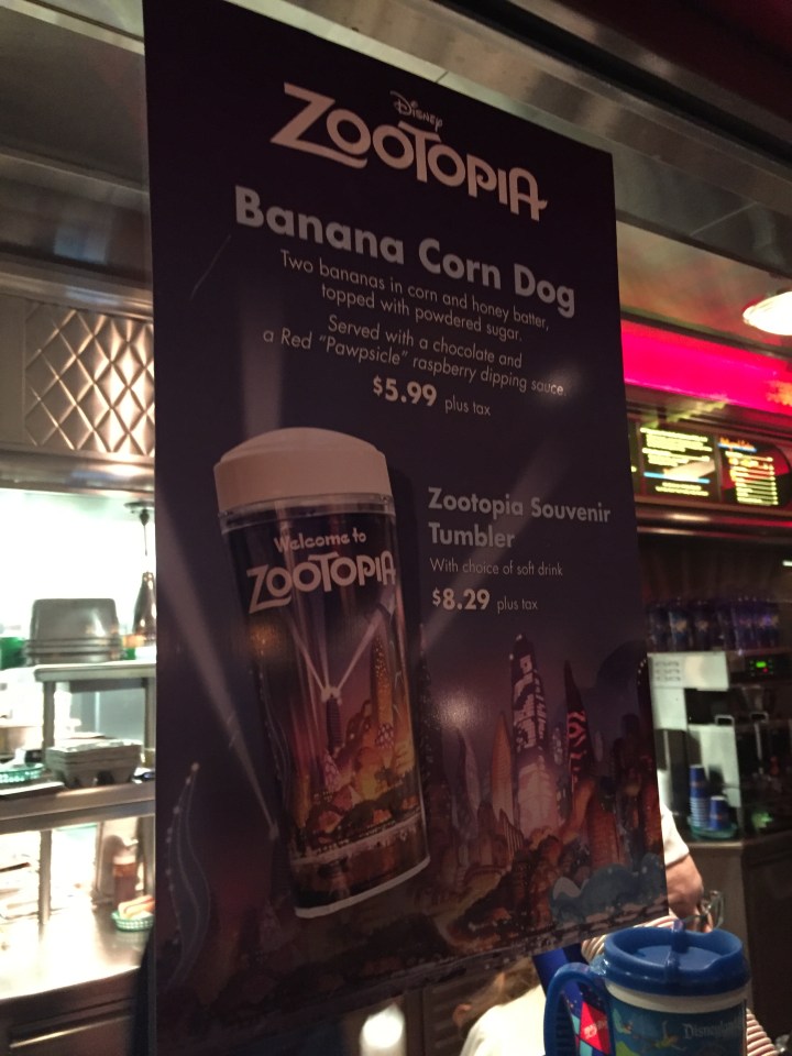 For a limited time, they are offering a Zootopia Banana Corn Dog dessert - until March 18
