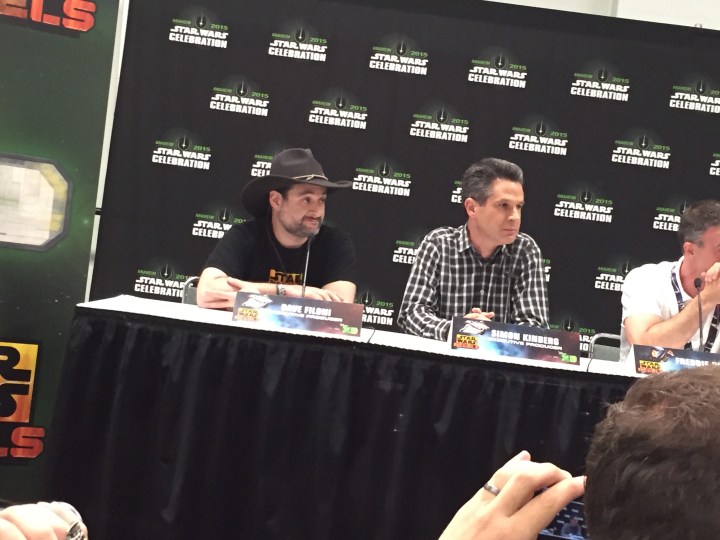 Dave Filoni and Simon Kinberg at the Star Wars Celebration 2015 press conference