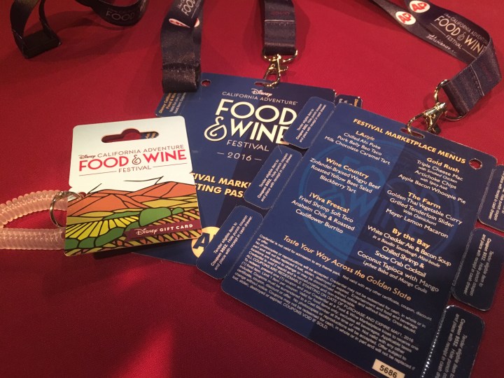 The Food and Wine exclusive gift card with the AP Tasting Passport (front and back)