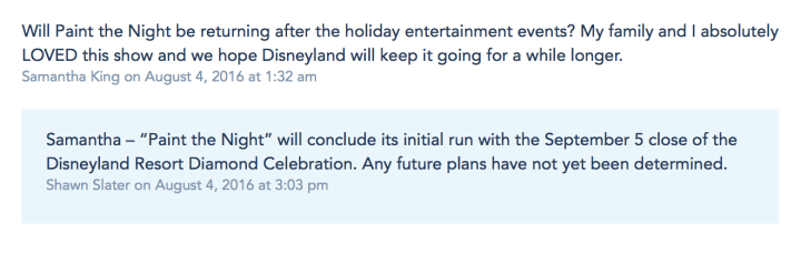 Comment by Shawn Slater from the Disney Parks Blog