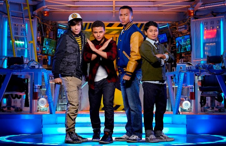 MECH-X4 - Disney Channel's "MECH-X4"  stars Pearce Joza as Spyder, Nathaniel James Potvin as Ryan Walker, Raymond Cham as Mark Walker and Kamran Lucas as Harris. (Disney Channel/Bob D'Amico)