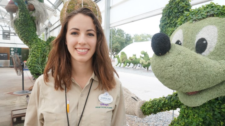 Caroline spending time with the boss - Mickey Mouse!